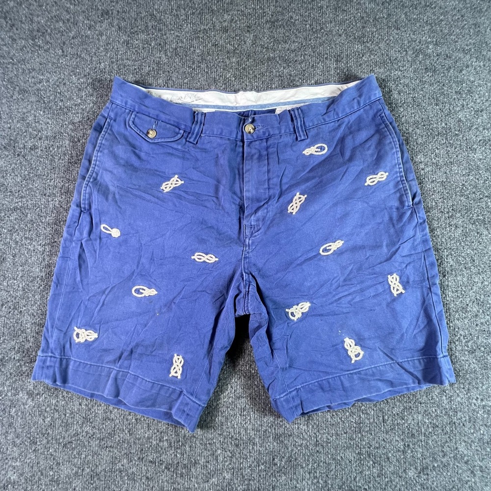 Polo Ralph Lauren Chino Shorts Men 34 Blue Classic Fit Nautical Knot Embroidered
